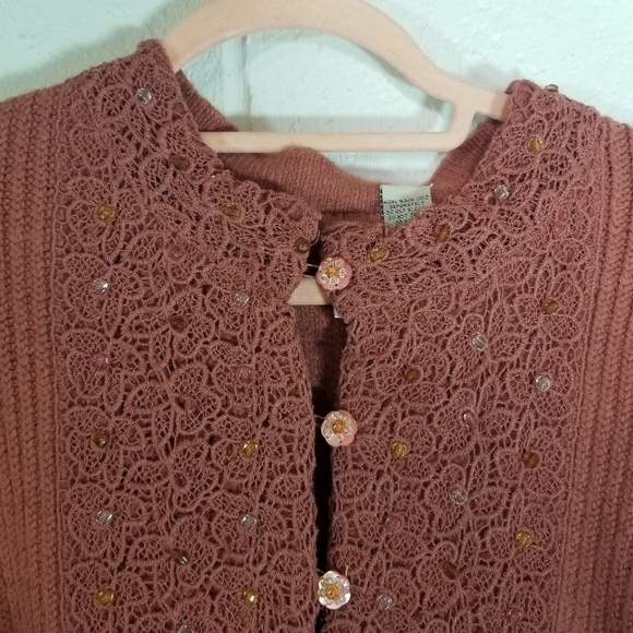 Y2j moth Anthropologie beaded jeweled cardigan sweater new - Picture 11 of 11